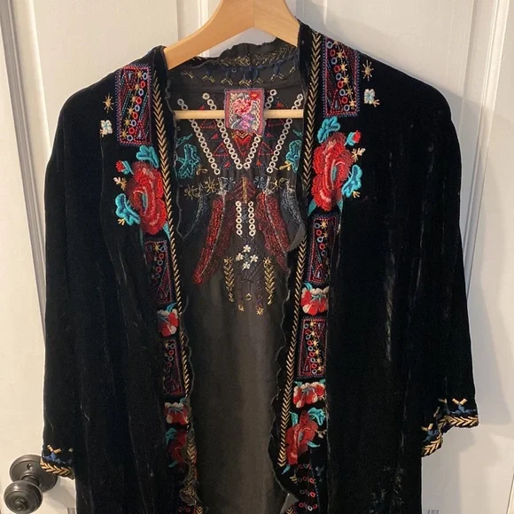 Johnny Was black velvet duster kimono jacket large read description: - Picture 2 of 10